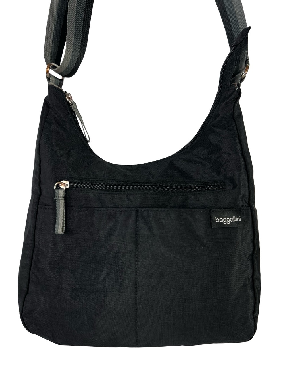 Baggallini Black Nylon Crossbody Bag Travel Organizer Multi Pocket Purse